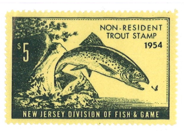 (image for) 1954 New Jersey Non-resident Trout Stamp
